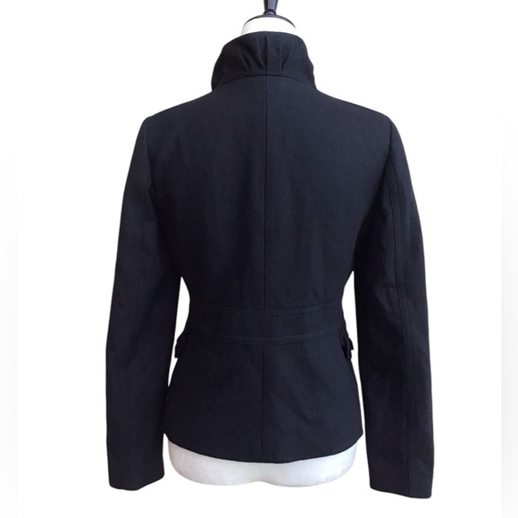 J Crew Black Wool Blend Ruffle Trim Coat Size 4 - Picture 4 of 4